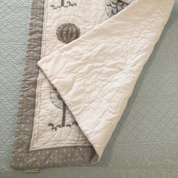 Pottery Barn Kids quilt. Gray and white trees and polka dots. - Picture 4 of 5